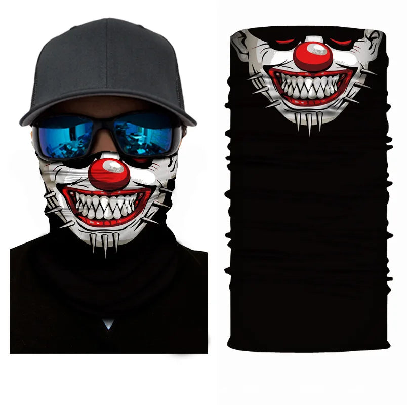 3D Ghost Skull Bandana Neck Gaiter Head Shield Summer Hiking Scarves Tube Balaclava Scarves Breathable Sun Guard Headband Scarf