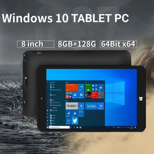 8GB RAM 128GB ROM 8 INCH 64 Bit AR3 Windows 10 Tablet PC 1280*800 Pixel Quad Core build in 4000mAh Battery Dual Camera