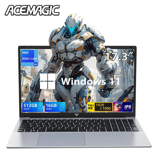 ACEMAGIC 17.3inch Laptop with High Performance Quad Core-12th Alder Lake N97 Laptop Computer Spacious Storage 16GB RAM 512GB ROM
