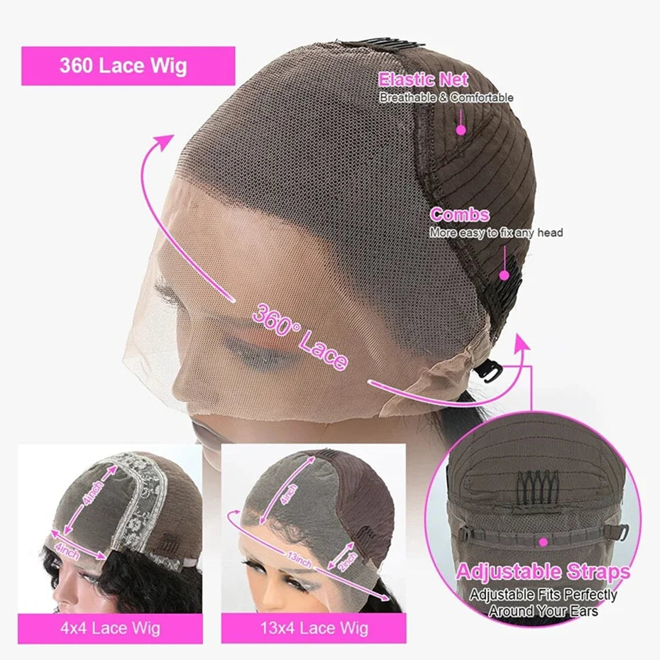 180% Density Body Wave Lace Front Human Hair Wig 13x6 HD Transparent Human Hair Wig Pre Pluck For Women Natural Black Color Wig
