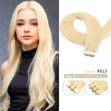 50G/set 20Pcs Tape in Hair Extensions Human Hair Straight 613# Invisible PU Skin Weft Hair Extensions for Women 18inch 22inch