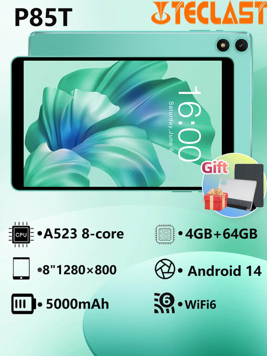 Teclast P85T Tablet Allwinner A523 8-core 1.8GHz/ 4GB RAM/64GB ROM/8 inch 800×1280iPS/WIFI5G/4G/5000mAh/Type-C/0.3MP+2.0MP