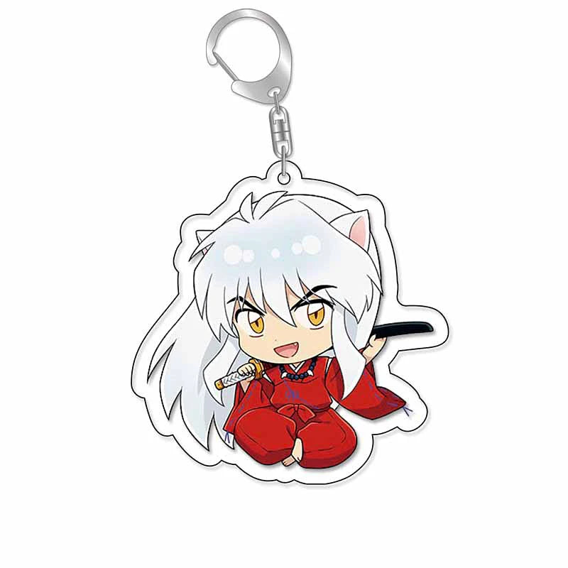 Anime Inuyasha Cartoon Keychain Pendant Higurashi Kagome Kikyou Sesshoumaru Keyring Bag Tag Cos Accessories