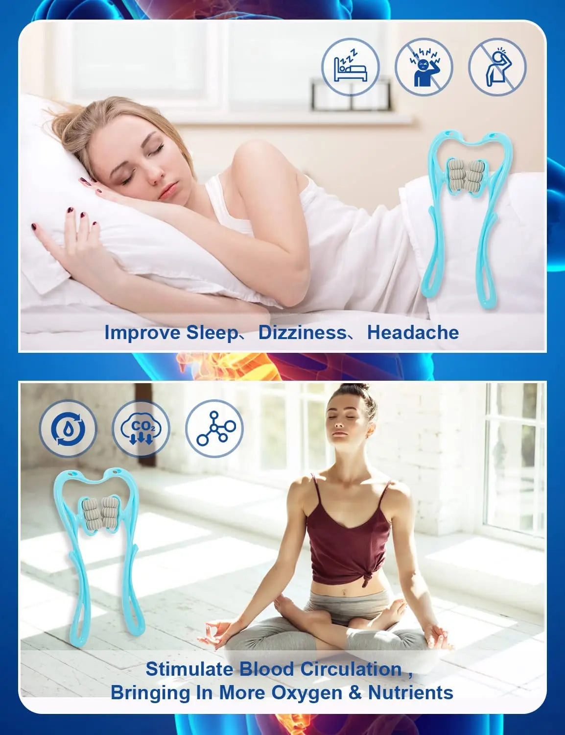Handheld Neck Massager Trigger Point 6 Balls Roller Massager for Relieve Neck Shoulder Muscle Soreness & Tension Headache