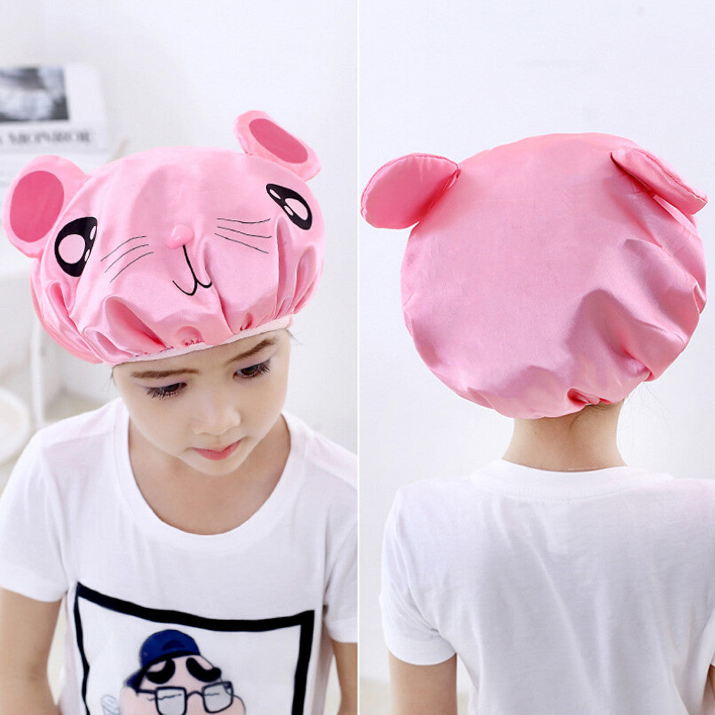 Double-layer children's cartoon waterproof shower cap Double-layer Children Cartoon Waterproof Shower Cap Cute Baby Bath Cap