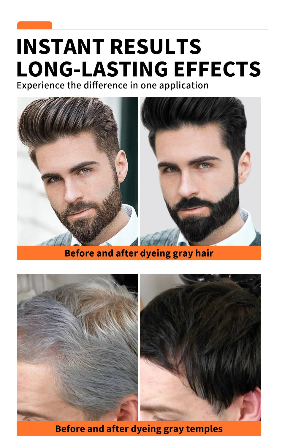 250ml Natural Black Hair Dye Shampoo for men Instant Gray To Black ginger hair dye Repair White Hair Care Black Beard Shampoo