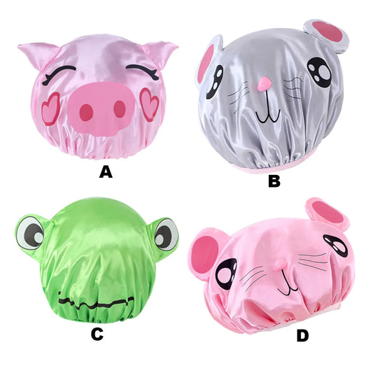 Double-layer children's cartoon waterproof shower cap Double-layer Children Cartoon Waterproof Shower Cap Cute Baby Bath Cap