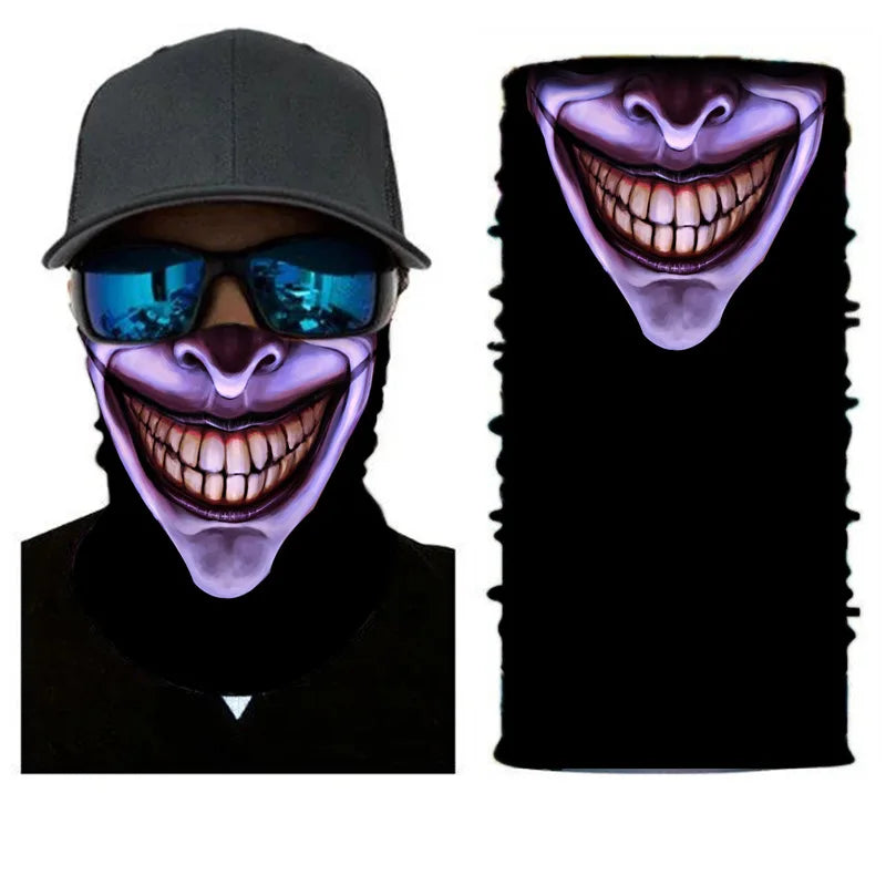 3D Ghost Skull Bandana Neck Gaiter Head Shield Summer Hiking Scarves Tube Balaclava Scarves Breathable Sun Guard Headband Scarf