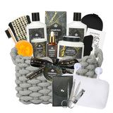 Mothers Day Gift, Gift Set for Men & Women, 15Pcs Spa Basket Set Bamboo Charcoal Scented Includes Body Wash, Bubble Bath, Manicure Set, Gifts for Daddy, Birthday Gifts, Home Spa Kit Gift for Him