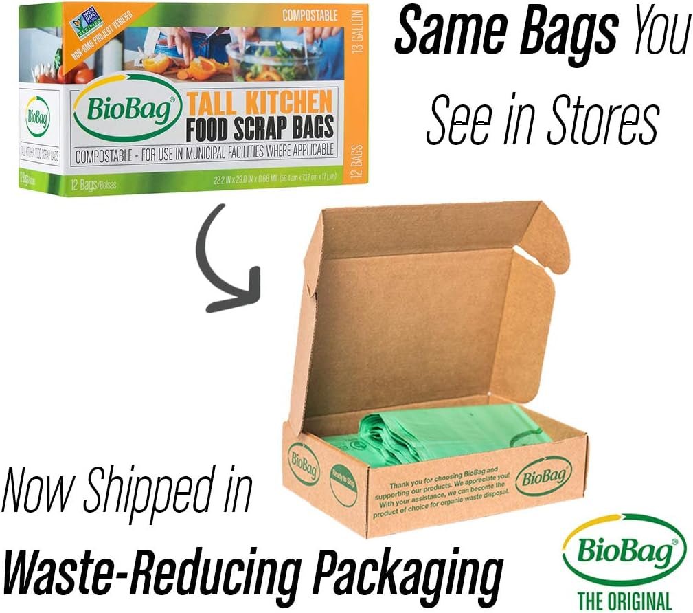 (USA), the Original Compostable Bag, 13 Gallon, 48 Total Count, 100% Certified Compostable Kitchen Food Scrap Bags, Kitchen Compost Trash Bin Compatible