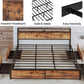 Likimio King Bed Frame With Storage Drawer, 2-Tier Storage Headboard With Charging Station, No Box Spring Needed, Easy
