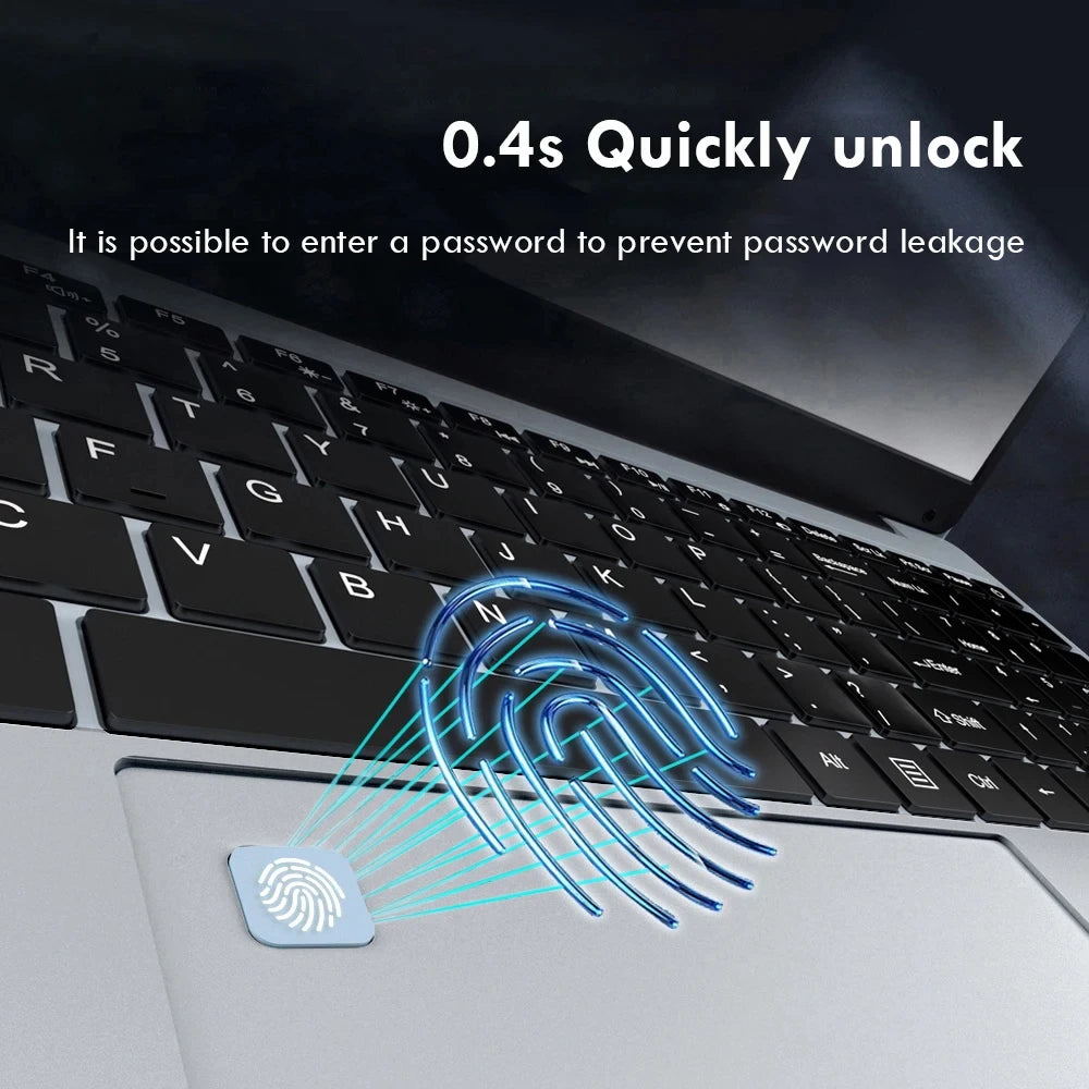 15.6" HD Windows 11 Pro IPS Laptop Computer Intel Celeron N4000 Notebook PC Fingerprint Unlock 16GB DDR4 1TB SSD Gaming Laptop