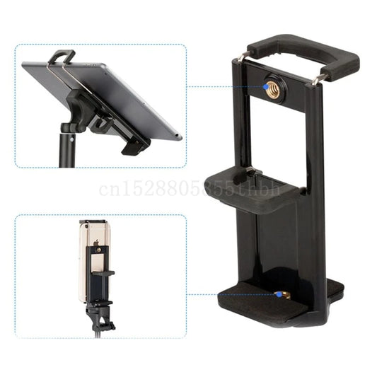2In1 Tripod Mount Phone Tablet Holder Clip for Cellphones Clamp Stand