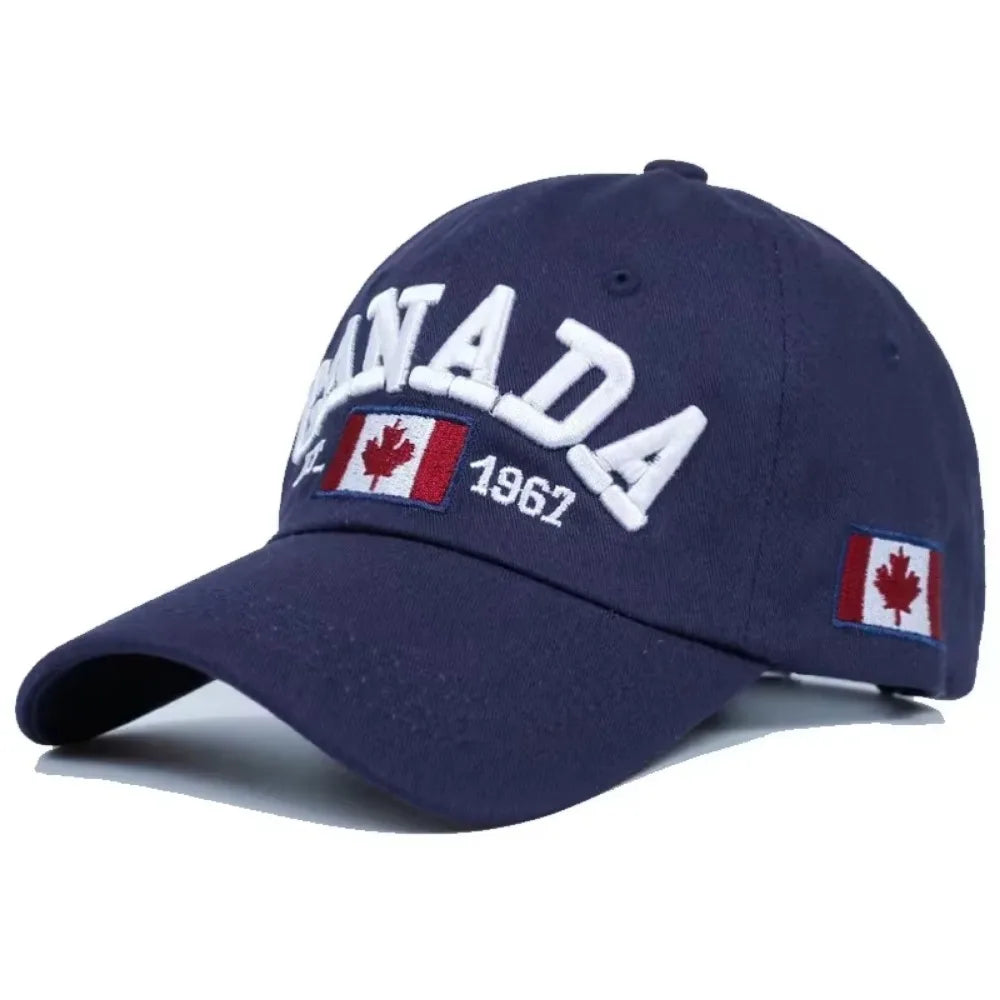 Canada Caps Men Women  Summer Fashion Dad Hat Snapback Flag Letter Embroidery Black White Baseball Cap Women Gorras Hombre