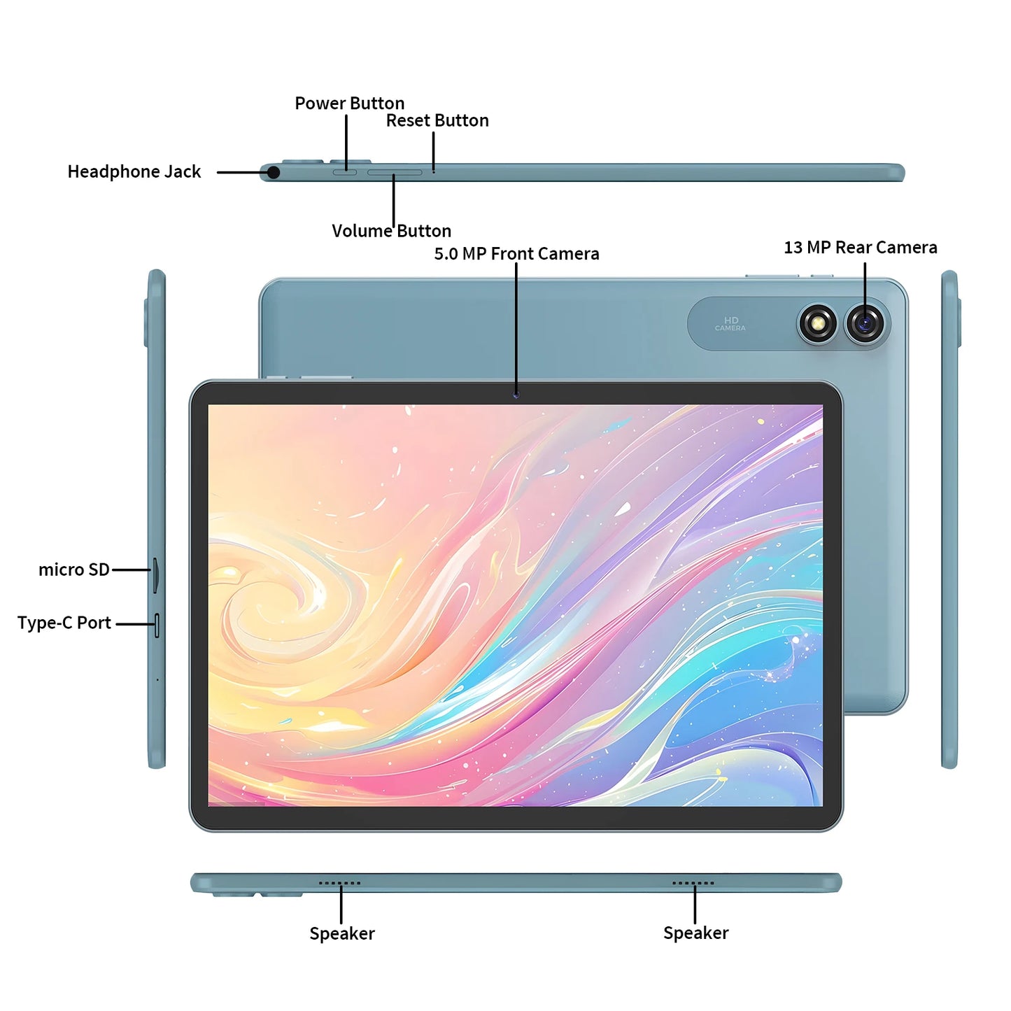Relndoo New Android 15 Tablet 10.1 Inch, T606 Processo, 24GB(4+20 Expand) RAM 128GB ROM, IPS Screen, Dual Camera, 5G WiFi, GPS