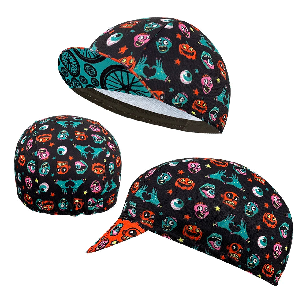 Simple solid color cycling cap, summer polyester sweat absorption, popular, unisex, cycling cap boutique, architecture, skulls