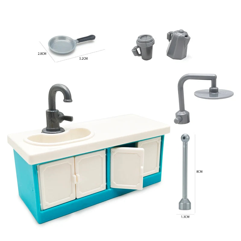 Children's Big Building Blocks Home Appliances Air Conditioner Refrigerator Accessories Household Compatible with Duploed Toys