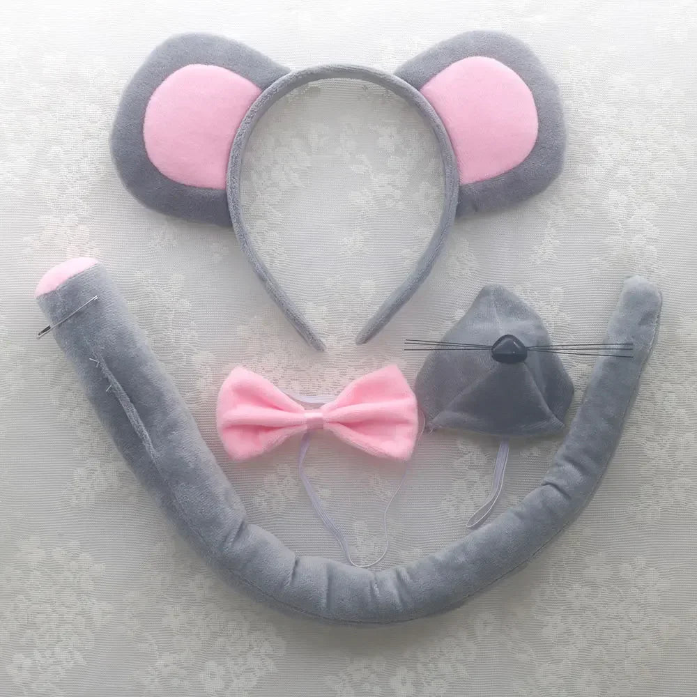 Mouse  Accessory Set Animal Ears Headband Tail Nose and Bow Tie Rat  Accessories Set   Birthday Halloween Costume Cosplay
