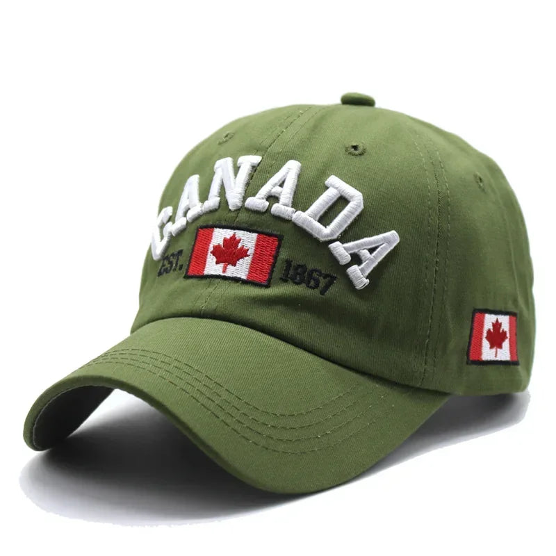 Canada Caps Men Women  Summer Fashion Dad Hat Snapback Flag Letter Embroidery Black White Baseball Cap Women Gorras Hombre
