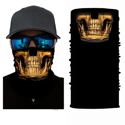 3D Ghost Skull Bandana Neck Gaiter Head Shield Summer Hiking Scarves Tube Balaclava Scarves Breathable Sun Guard Headband Scarf