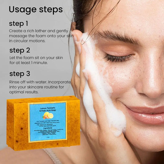 Turmeric Soap & Kojic Acid Soap Body And Facial Cleaning Handmade Soap For Dark Skin Glowing Even Skin Tone Tender Skin Care