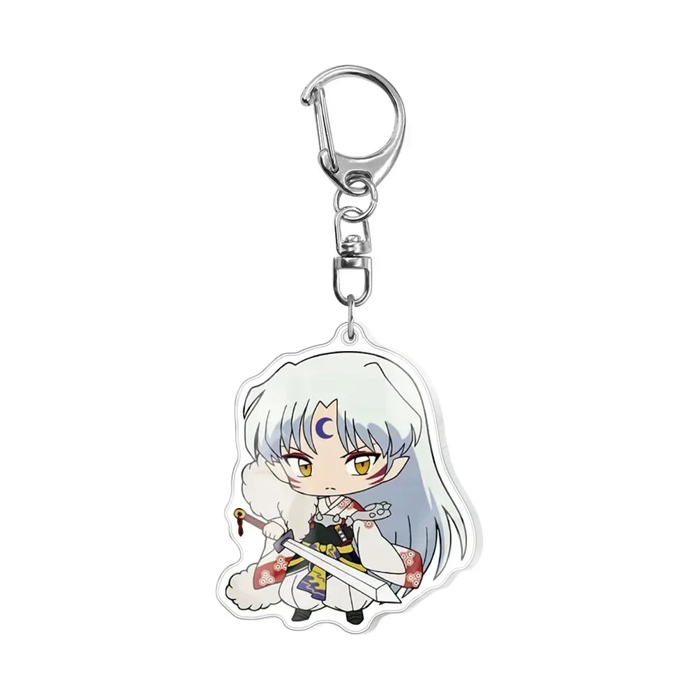 Anime Inuyasha Cartoon Keychain Pendant Higurashi Kagome Kikyou Sesshoumaru Keyring Bag Tag Cos Accessories