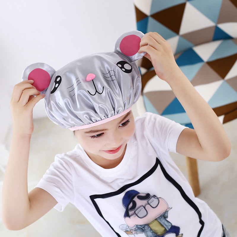 Double-layer children's cartoon waterproof shower cap Double-layer Children Cartoon Waterproof Shower Cap Cute Baby Bath Cap