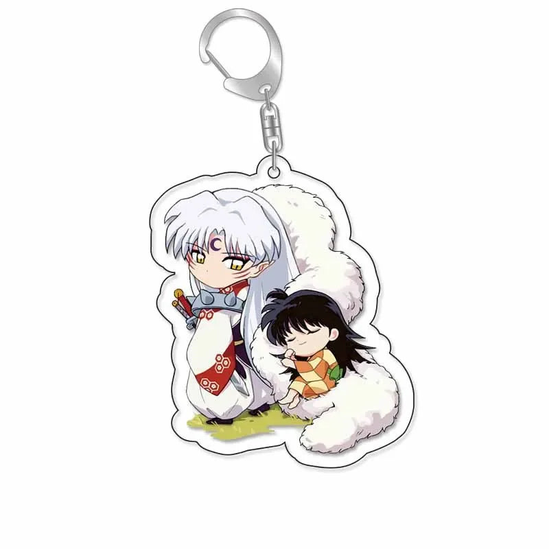 Anime Inuyasha Cartoon Keychain Pendant Higurashi Kagome Kikyou Sesshoumaru Keyring Bag Tag Cos Accessories