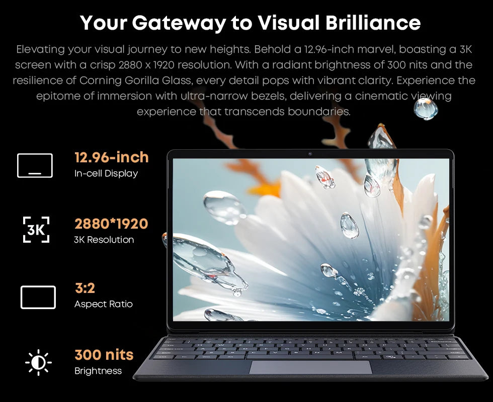 CHUWI Hi10 Max Tablet 2 In 1 Tablet PC 12.96inch 3K Display N150/N100 Laptop 12GB RAM 512GB ROM Windows 11 Tablets 2.4G/5G WiFi