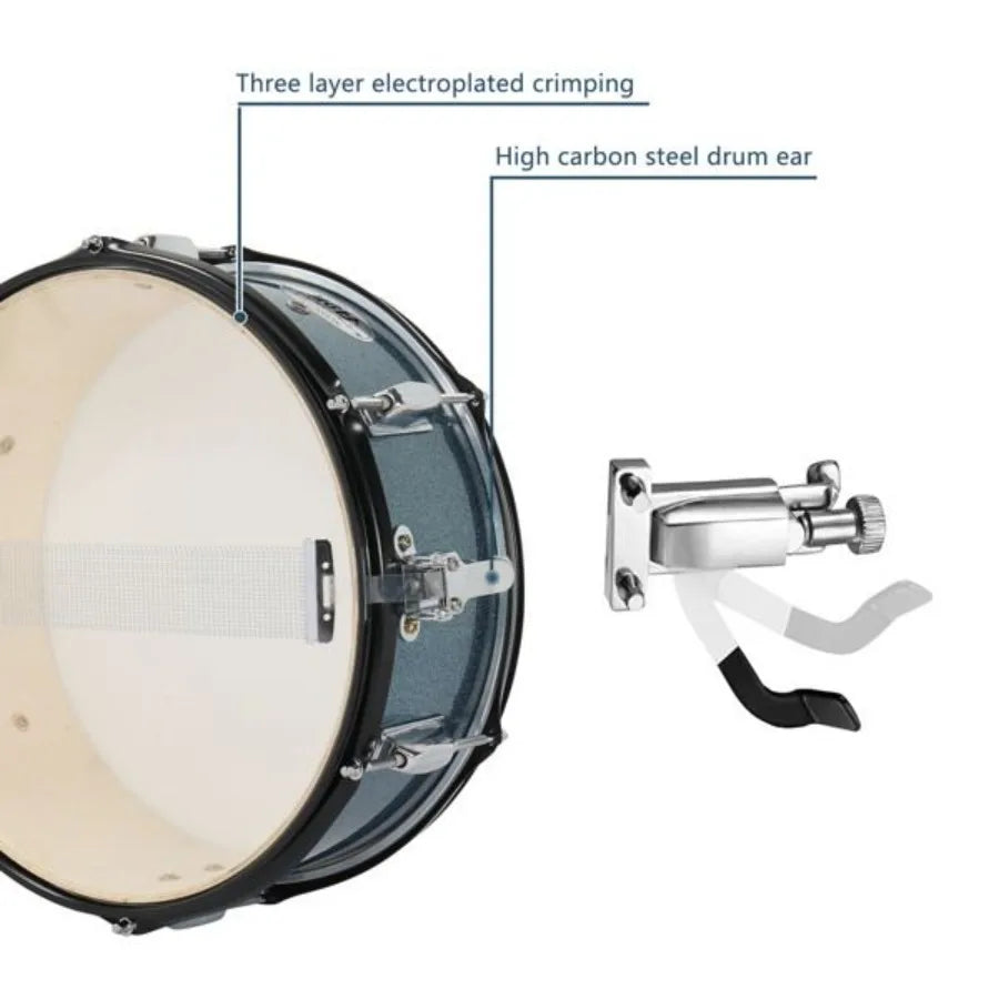 MCH Full Size Adult Drum Set 5Piece Black with Bass Drum two Tom Drum Snare Drum Floor Tom 16 Ride Cymbal 14 Hihat Cymbals Stoo