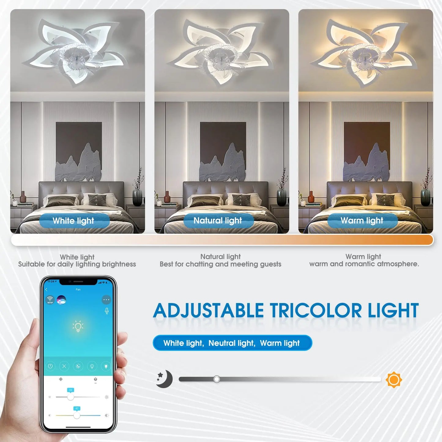 IRALAN home appliances LED ceiling fan light modern smart switch ceiling fan with light home interior decoration fan light