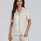 Women s Easter Loungewear Set Cartoon Egg Print Short Sleeve Lapel Button T-Shirt with Elastic Waist Shorts