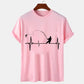 T-shirts for Men Fly Fishing Heartbeat Pulse Print Shirt Funny Short Sleeve T Shirts Summer Tops Tee Mens T Shirt Male Clothes