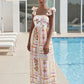 Elegant Vintage Style Sleeveless Floral Print Square Neck Midi Dress with Adjustable Straps for Women s Summer Fashion