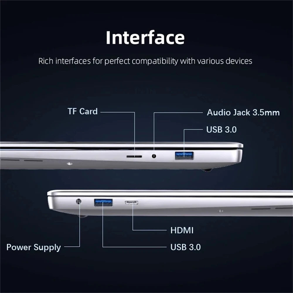 14.1 inch Laptop Computer Portable Windows 11 Intel Core i7-7500U Notebook 12GB RAM 1TB 2TB SSD Office Study Laptops