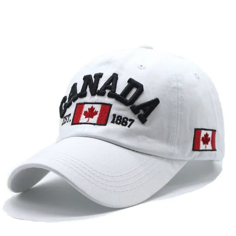 Canada Caps Men Women  Summer Fashion Dad Hat Snapback Flag Letter Embroidery Black White Baseball Cap Women Gorras Hombre