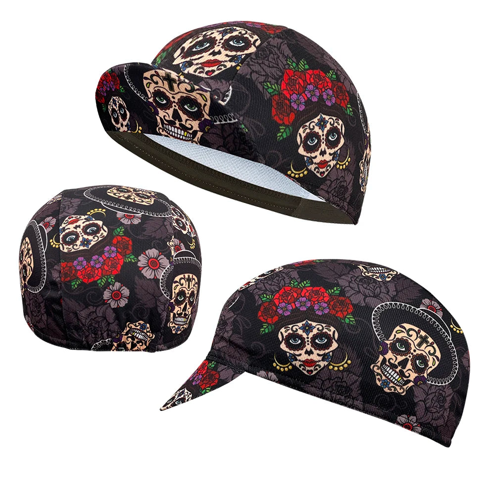 Simple solid color cycling cap, summer polyester sweat absorption, popular, unisex, cycling cap boutique, architecture, skulls