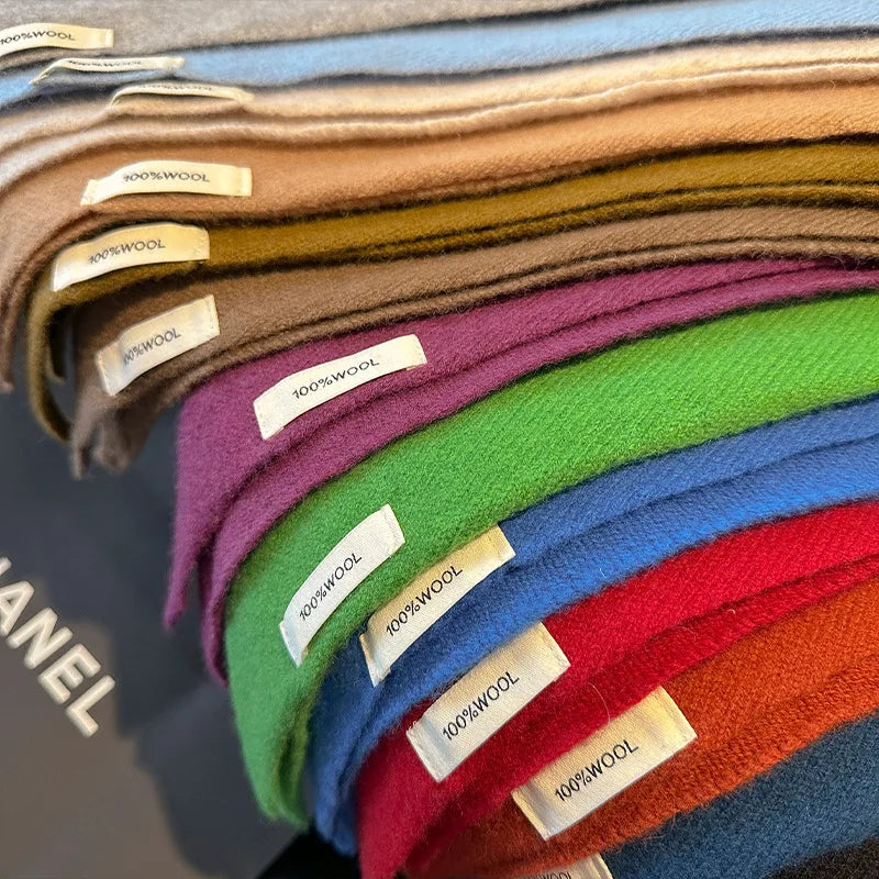 100% Wool Korean Style Knitted Triangular Scarf Women Winter Warm Headscarf Shawl Multi-functional Neckerchief