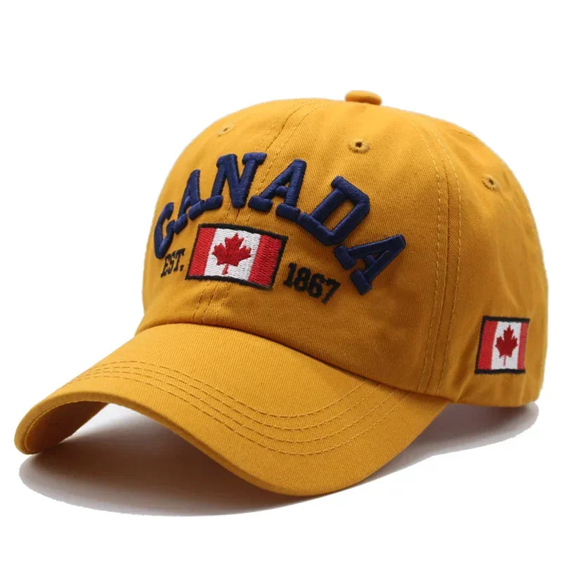Canada Caps Men Women  Summer Fashion Dad Hat Snapback Flag Letter Embroidery Black White Baseball Cap Women Gorras Hombre