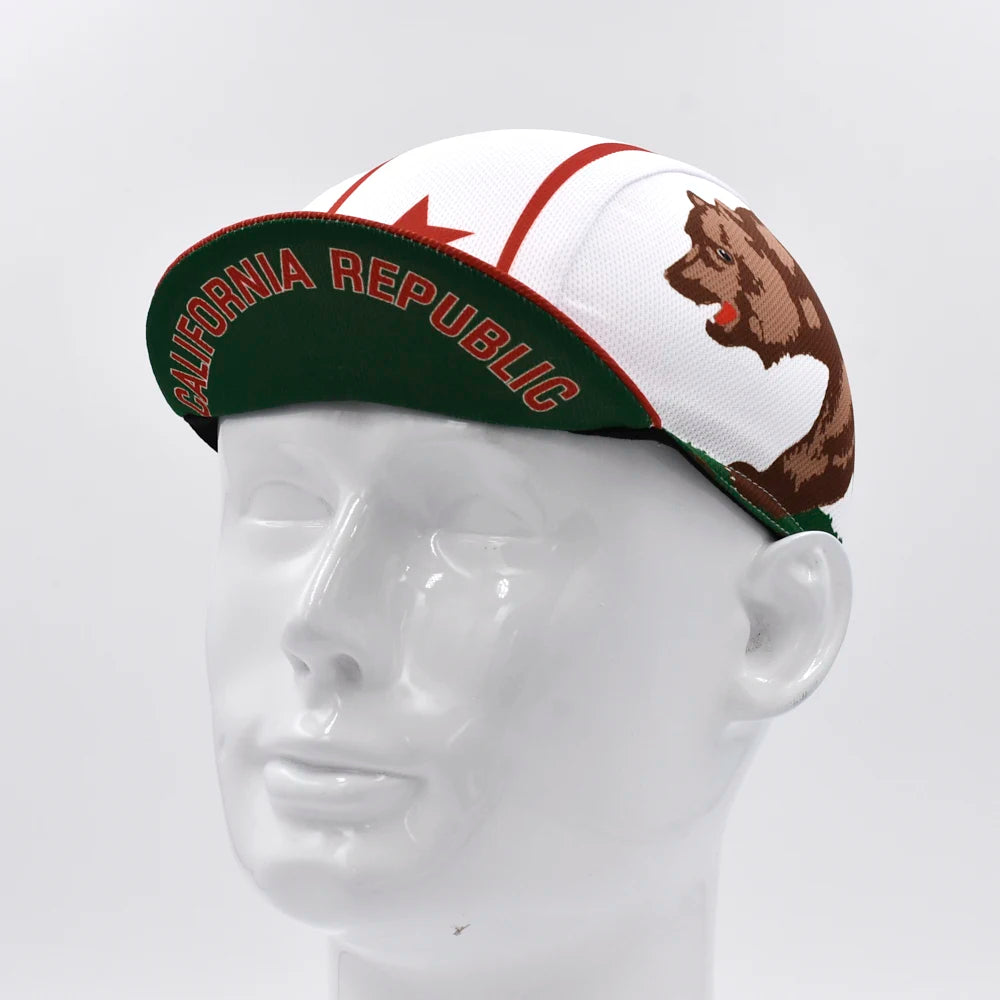 Classic Retro California Cycling Caps for Men and Women, Breathable Quick Dry Bicycle Hats, Bike Caps