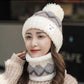 2PCS Winter Women Plush Velvet Hats Neck Warmer Hat Scarf Set Beanies Cycling Windproof Hat Outdoor Ear Protection