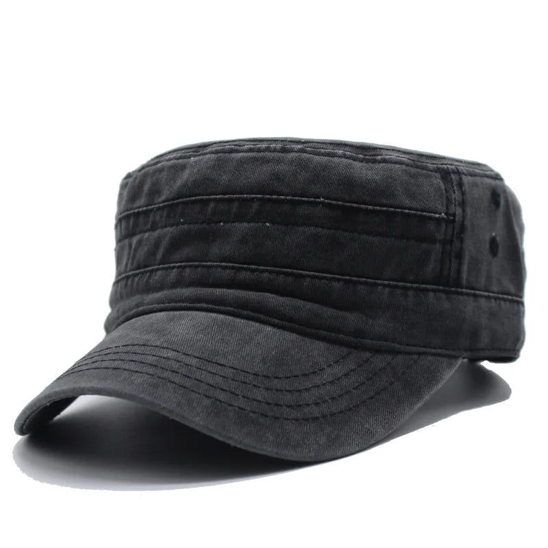 Washed Cotton Hat Men's Caps Flat Top Caps For Men Cadet Outdoor Cap Fishing Caps
