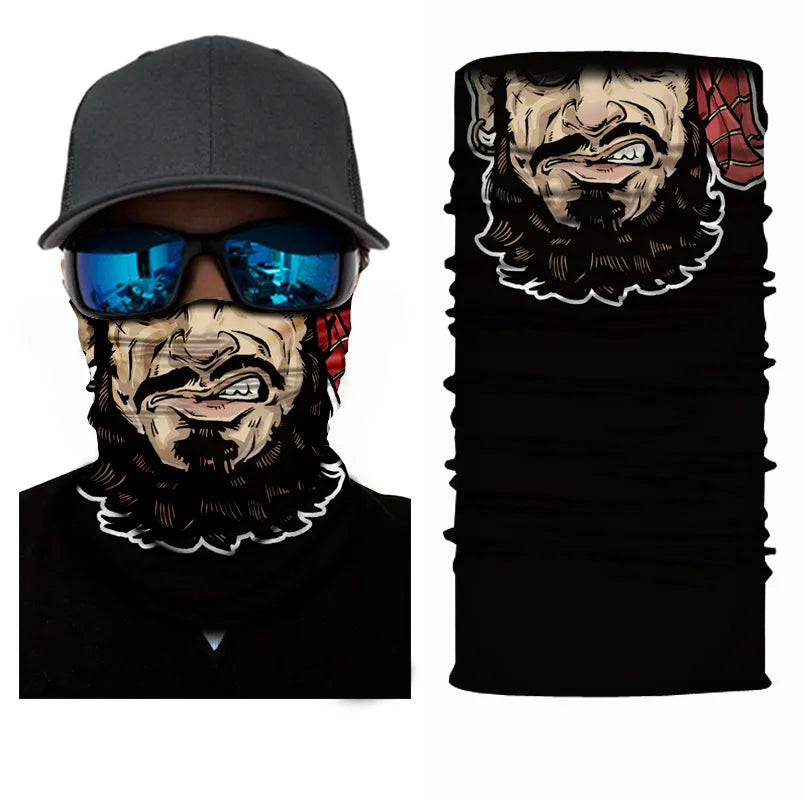 3D Ghost Skull Bandana Neck Gaiter Head Shield Summer Hiking Scarves Tube Balaclava Scarves Breathable Sun Guard Headband Scarf