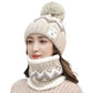 2PCS Winter Women Plush Velvet Hats Neck Warmer Hat Scarf Set Beanies Cycling Windproof Hat Outdoor Ear Protection