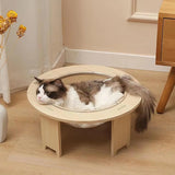 Space Capsule Cat Bed, Transparent Acrylic Pet Pod with 44lb Capacity & Anti-Slip Wooden Legs, Elevated Design for Pet Use