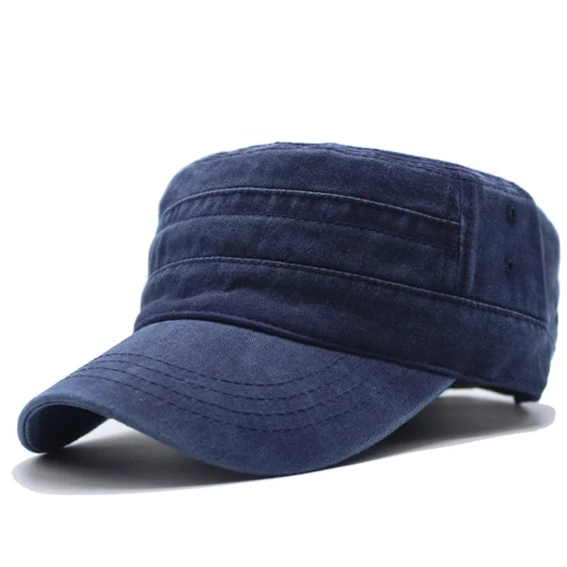 Washed Cotton Hat Men's Caps Flat Top Caps For Men Cadet Outdoor Cap Fishing Caps