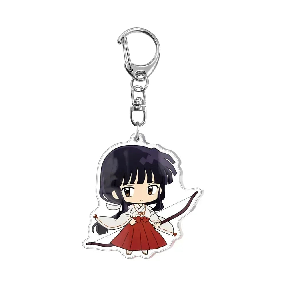 Anime Inuyasha Cartoon Keychain Pendant Higurashi Kagome Kikyou Sesshoumaru Keyring Bag Tag Cos Accessories