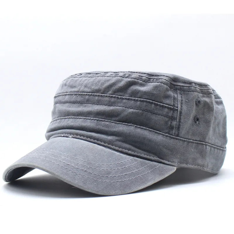Washed Cotton Hat Men's Caps Flat Top Caps For Men Cadet Outdoor Cap Fishing Caps