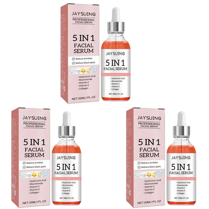 Jaysuing 5 In 1 Hyaluronic Acid Face Serum 30ml Moisturizing Vitamin C Collagen Lightning Facial Serum Shrink Pores Skin Care