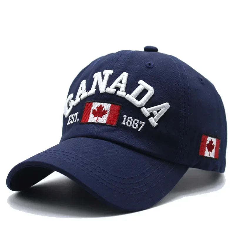 Canada Caps Men Women  Summer Fashion Dad Hat Snapback Flag Letter Embroidery Black White Baseball Cap Women Gorras Hombre